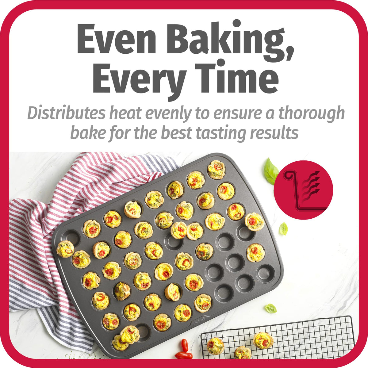 GoodCook 48-Cup mini muffin pan with nonstick coating enables mess-free release