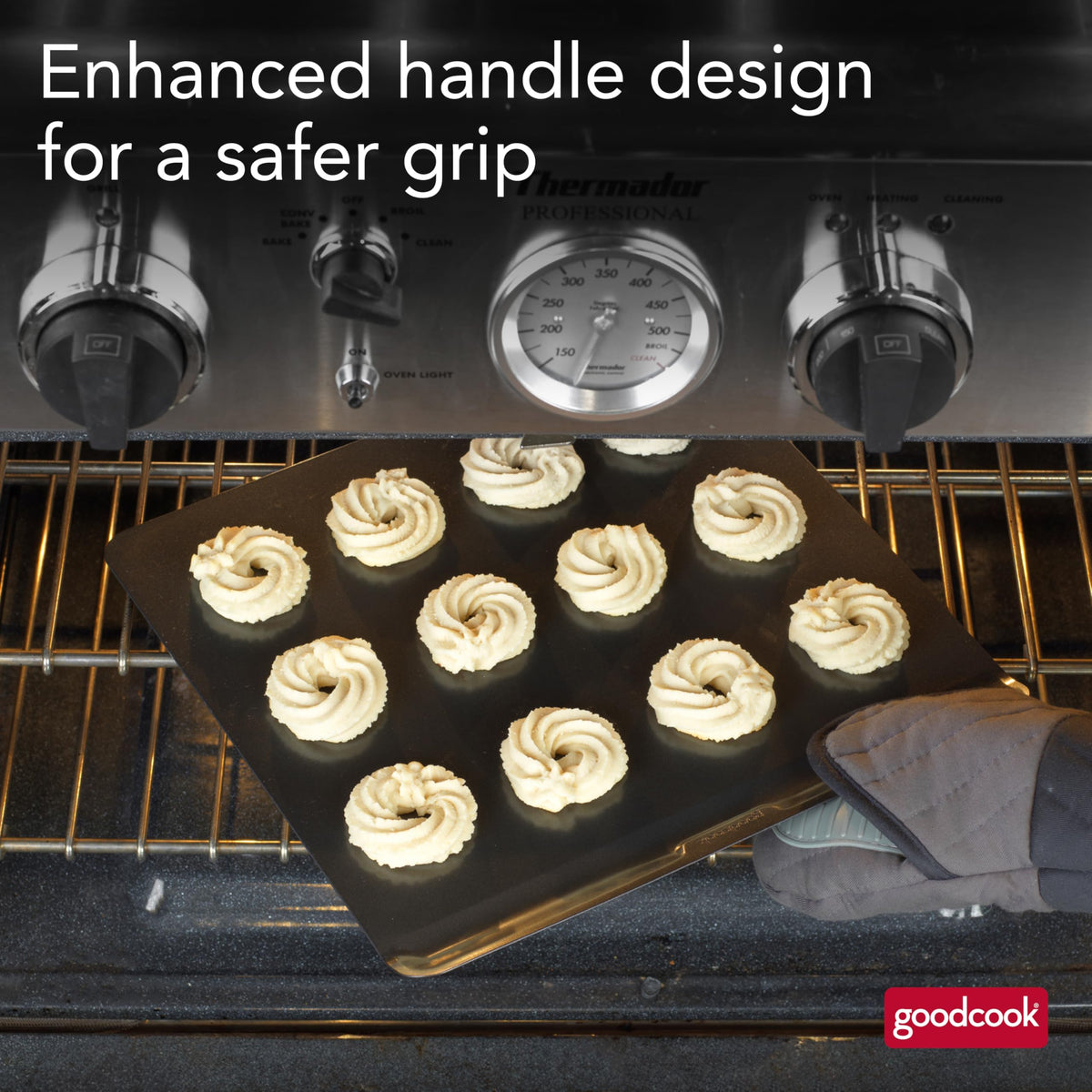 GoodCook AirPerfect dishwasher-safe surface simplifies cleanup after baking.