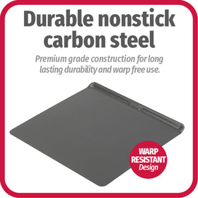 GoodCook AirPerfect durable carbon steel construction resists warping over time.