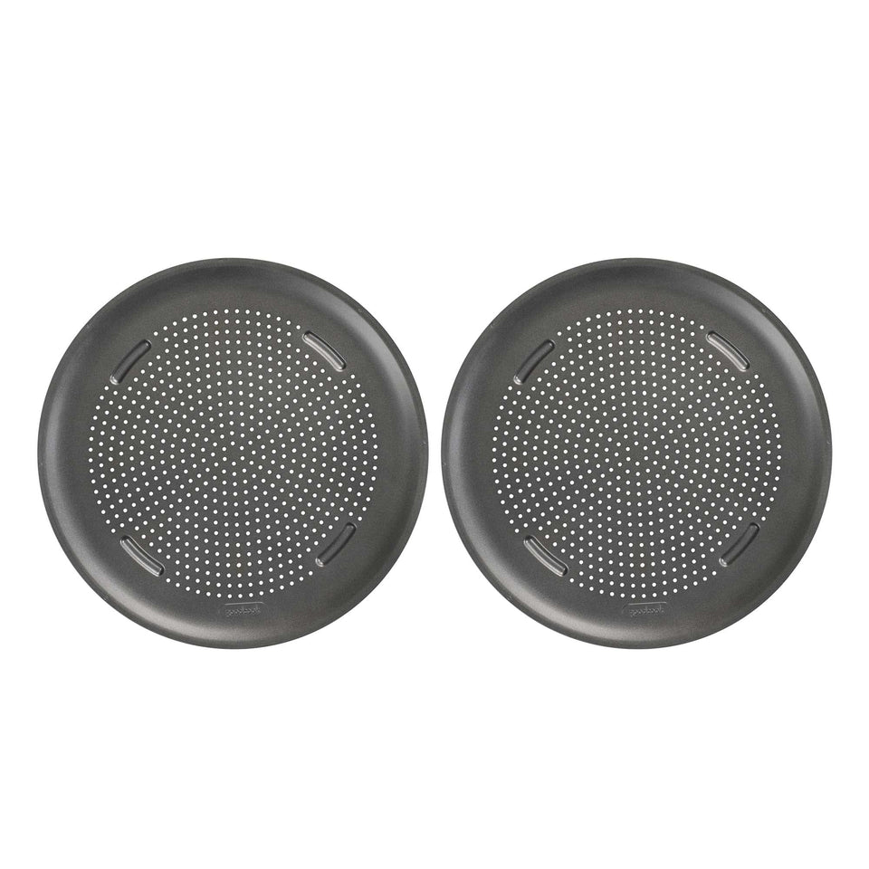 GoodCook AirPerfect pizza-pan-2pack shows two pans for even baking.