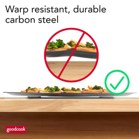 GoodCook AirPerfect carbon steel construction resists warping.
