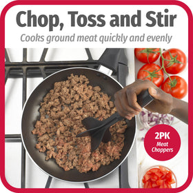 GoodCook ergonomic handle on the ground meat chopper for comfortable use.