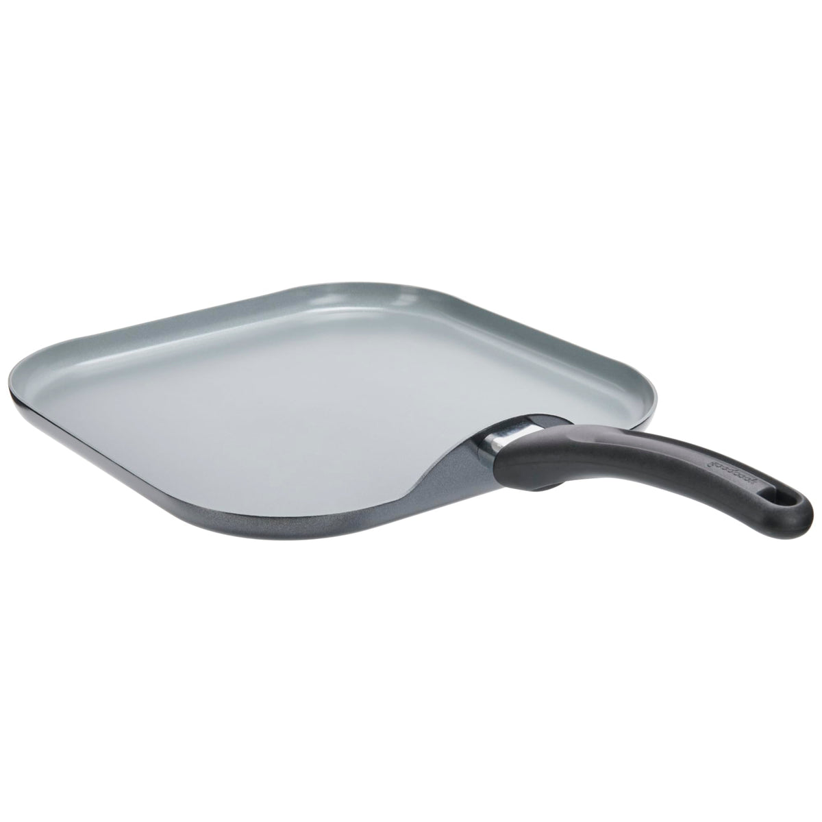Ergonomic handle design on GoodCook griddle pan for comfort