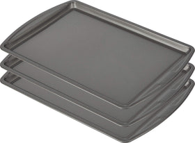 GoodCook Everyday nonstick baking sheet close-up showing smooth release on the 13x9 surface.