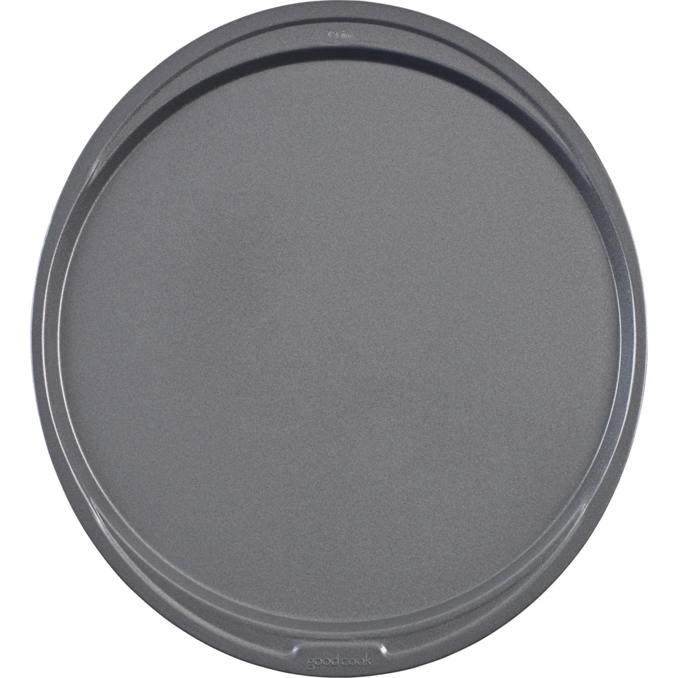 GoodCook Everyday nonstick steel pizza pan 12-inch provides even heating for a crispy crust.