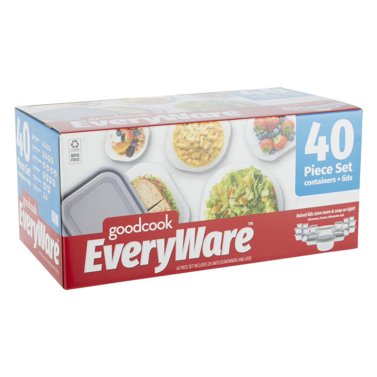 GoodCook EveryWare stack-and-store design helps fridge organization.