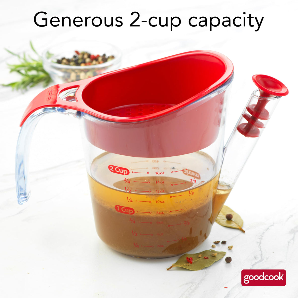 Top rack dishwasher safe GoodCook fat separator for easy cleaning