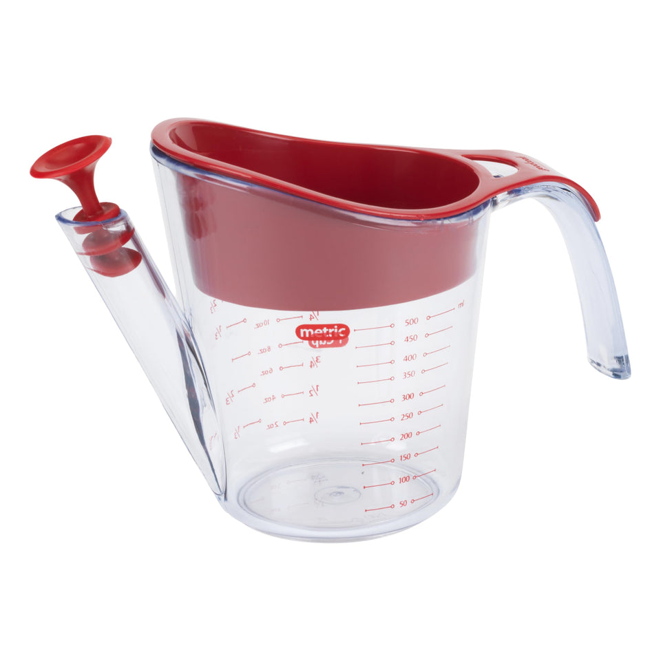 GoodCook fat separator with pour spout showing lean gravies and clear liquids
