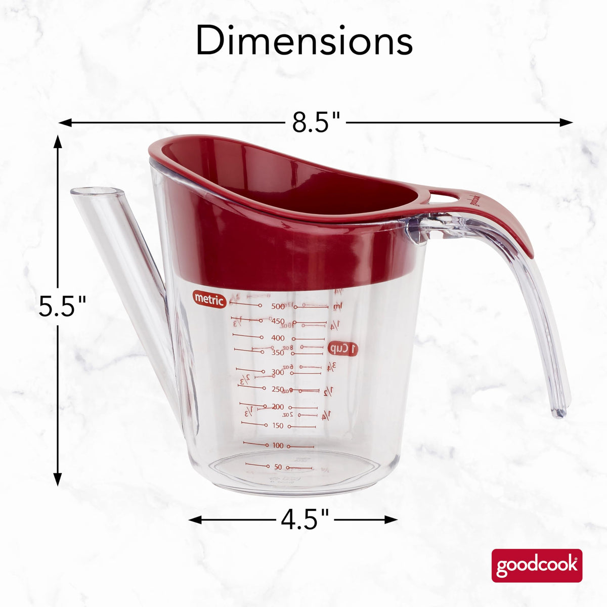 Removable strainer on GoodCook fat separator catching solids