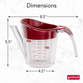Removable strainer on GoodCook fat separator catching solids