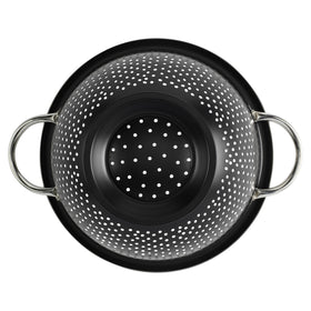 GoodCook Gourmet Colander elevated foot keeps fruits and pasta elevated for drip-free sink use.