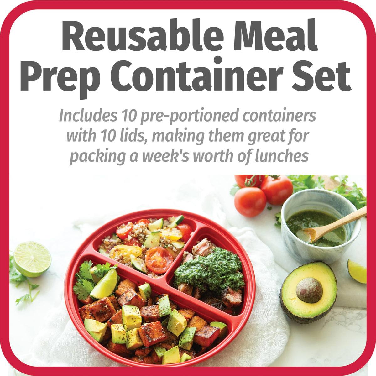 GoodCook embossed measurements guide portion control for balanced meals