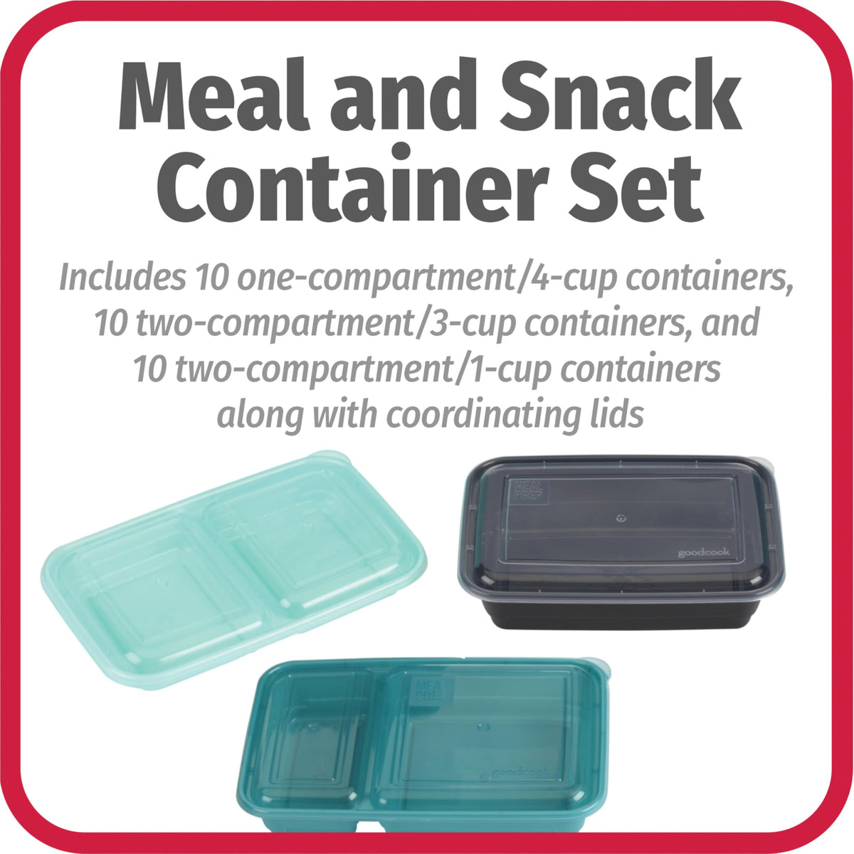 GoodCook two-compartment 3-cup container for versatile lunch prep