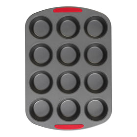 GoodCook MegaGrip 12-cup muffin pan full view highlighting even baking.