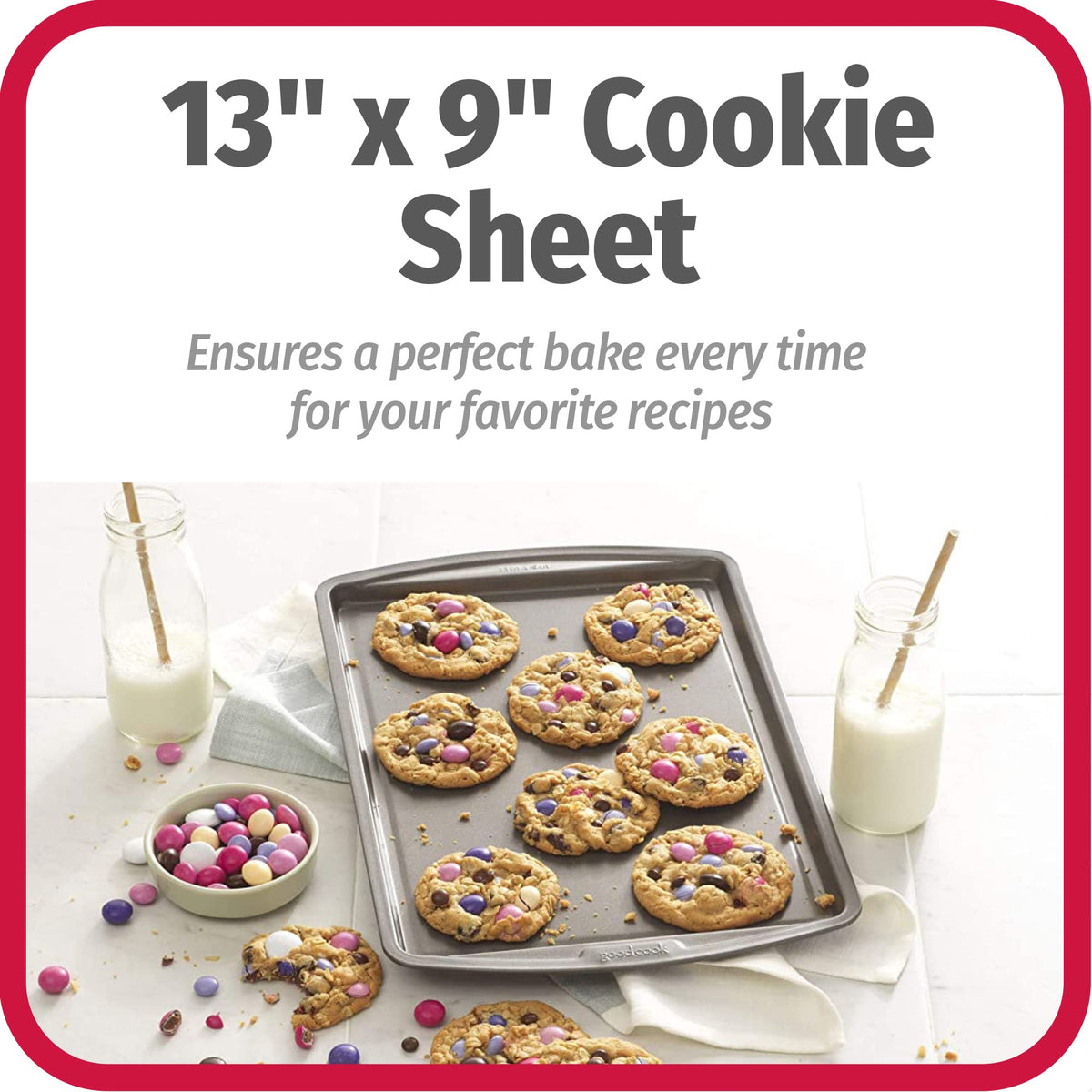 GoodCook baking sheet is metal-utensil safe for direct serving from the pan