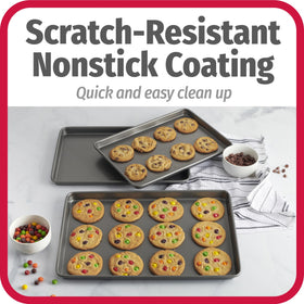 GoodCook scratch-resistant nonstick coating enables easy release and quick cleanup.