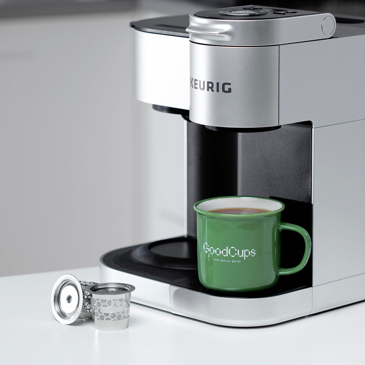 GoodCups dishwasher-safe design allows easy cleaning after brewing.