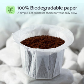 GoodCups liners reduce mess and speed cleanup after brewing with reusable pods.