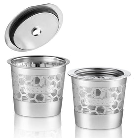 GoodCups stainless steel reusable K-Cup in hand for durable, eco-friendly brewing.
