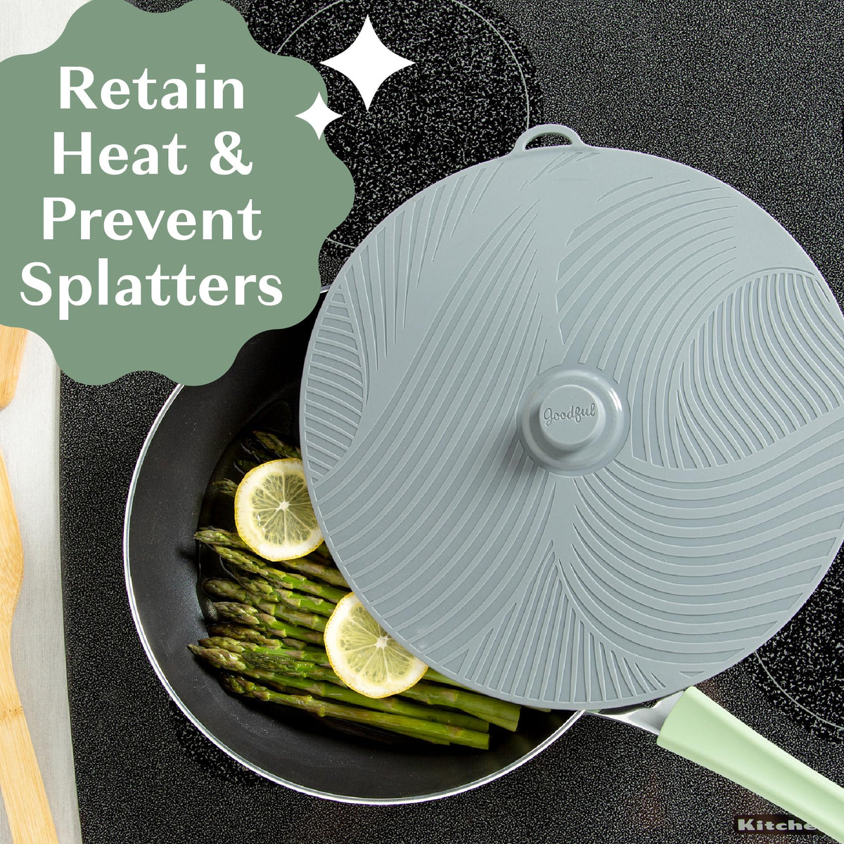 Goodful BPA-free silicone lid for safe, reusable kitchen use.