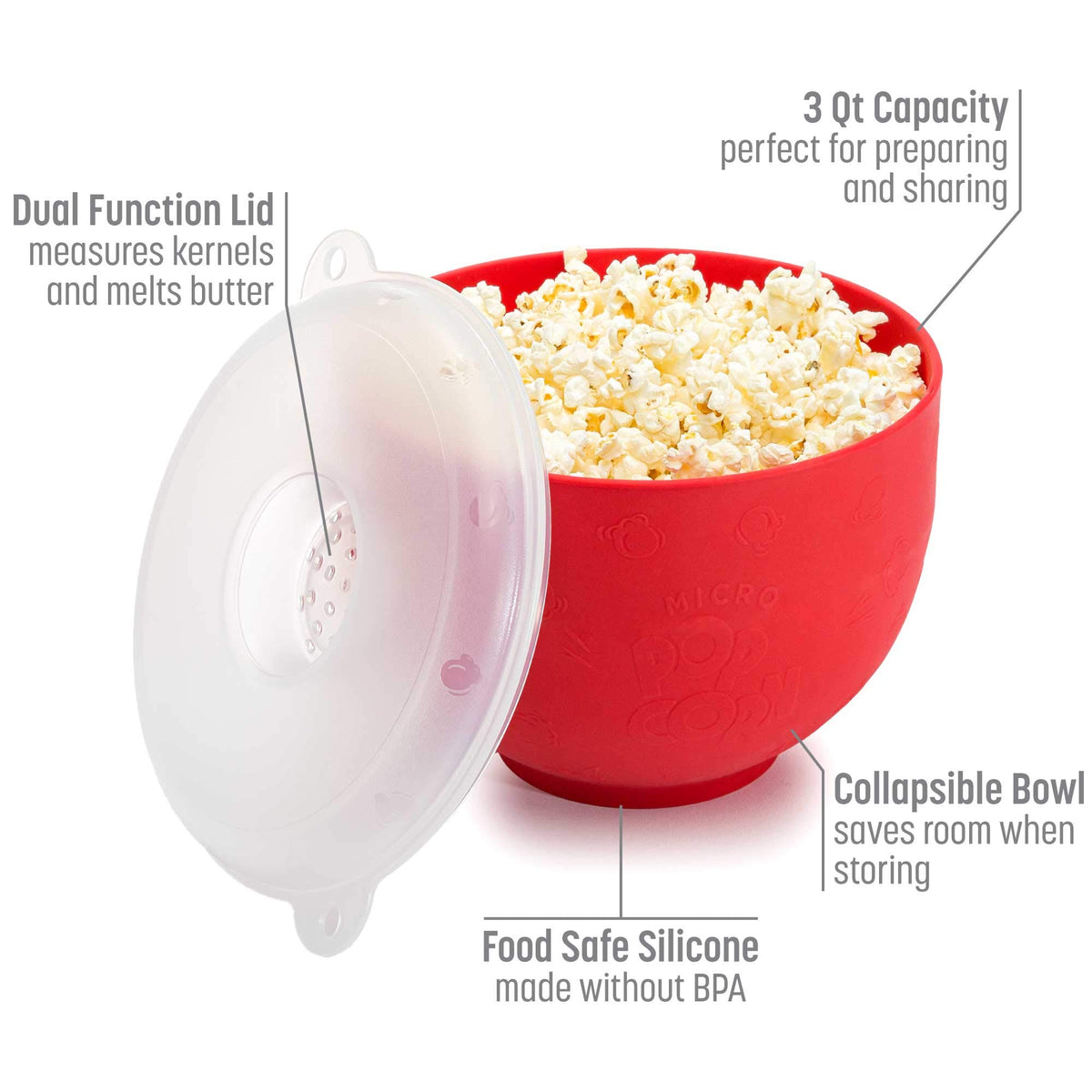 Goodful popcorn popper lid for melting butter during popping.