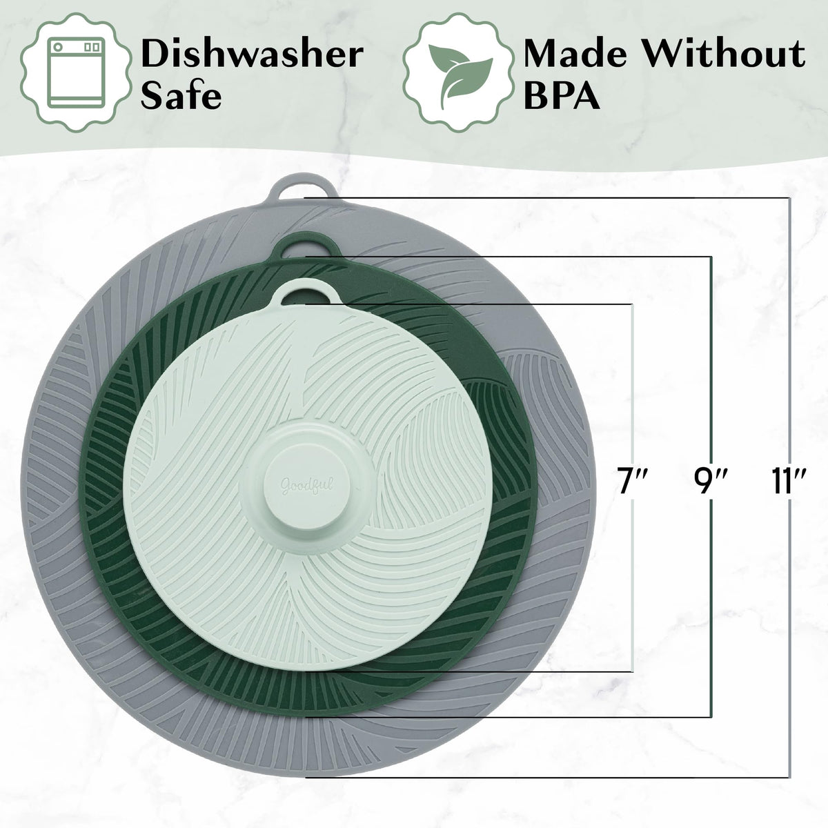 Goodful universal lid 11-inch on large pot fits tall containers for storage.