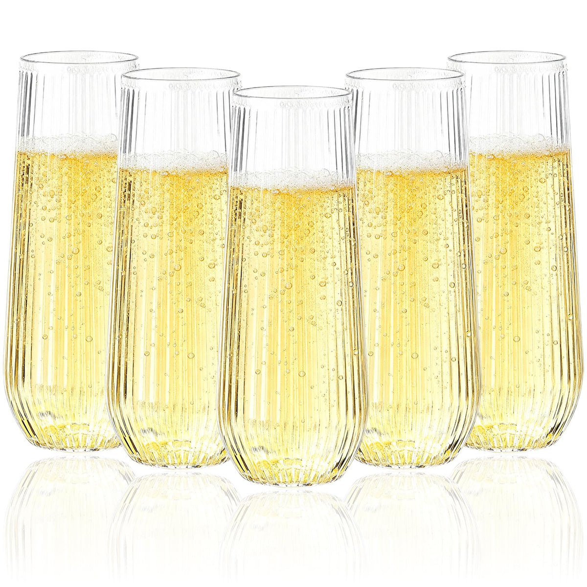 Goodluck 48-pack clear disposable champagne flutes, convenient bundle for events.