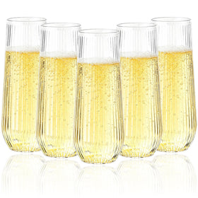 Goodluck 48-pack clear disposable champagne flutes, convenient bundle for events.