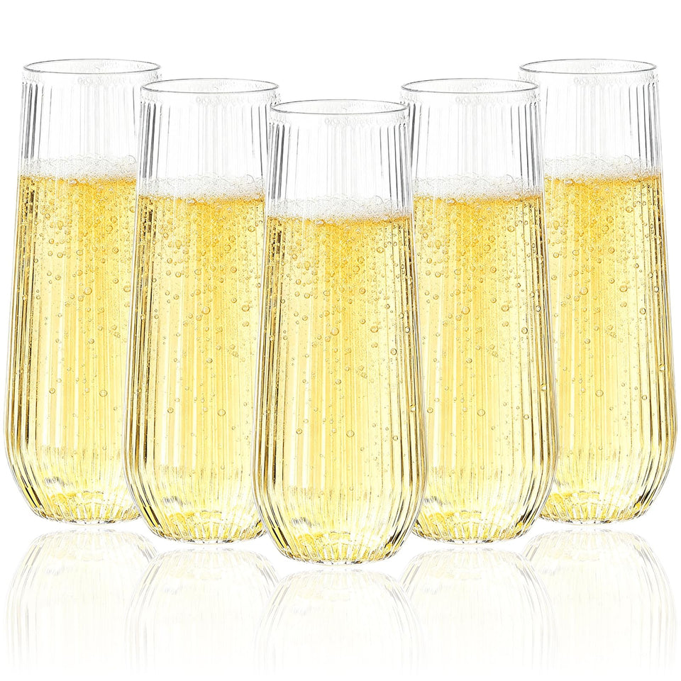 Goodluck 48-pack clear disposable champagne flutes, convenient bundle for events.