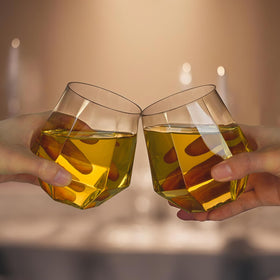 Goodluck bar scene with clear plastic wine glasses