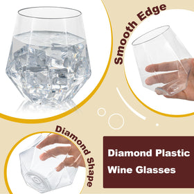 Goodluck diamond stemless glasses ideal for weddings and celebrations