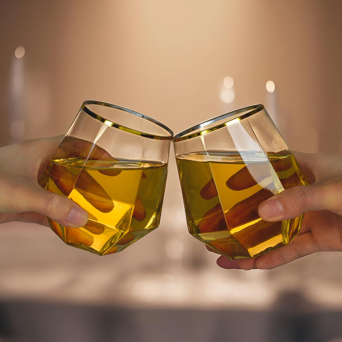 Goodluck gold-edged disposable wine cups add an elegant touch to bars.