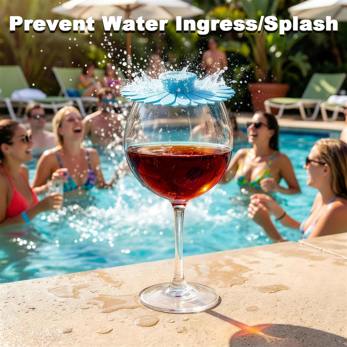 Goodluck shatterproof plastic stemware withstands poolside drops.