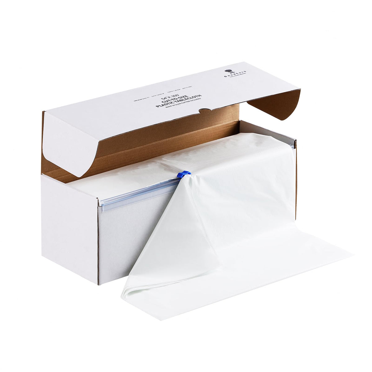 Goodluck 54in x 300ft tablecloth with cutter box enables precise cuts for any table.