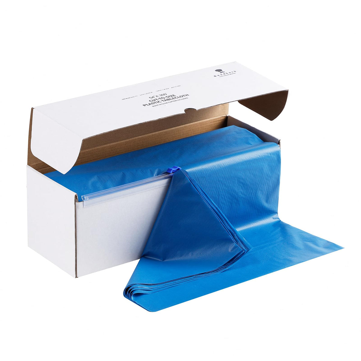 Goodluck blue 54-inch tablecloth roll with cutter box for easy sizing.