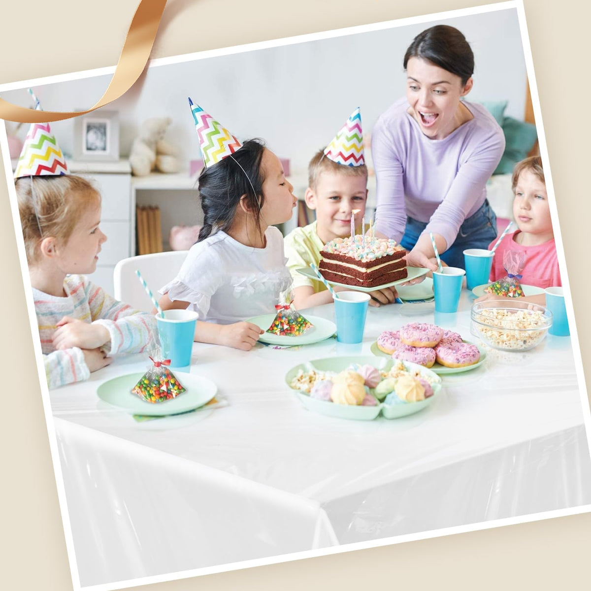 Goodluck heavy-duty odorless waterproof tablecloth protects against spills and wear.