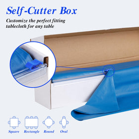 Goodluck blue tablecloth roll provides versatile coverage for rectangular, round, or square tables.