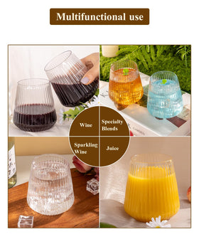 Versatile Goodluck drinkware suitable for wine, cocktails, or whiskey at events.