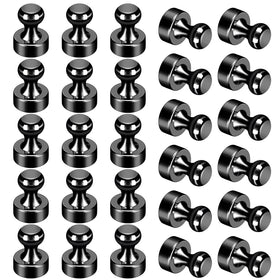 Goozada 24-pack black fridge magnets shown with papers to demonstrate strong hold