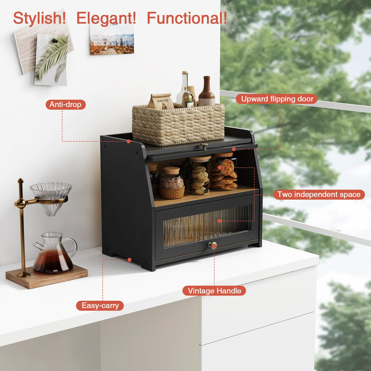 Goozii bamboo base with sturdy feet stays stable on busy counters.
