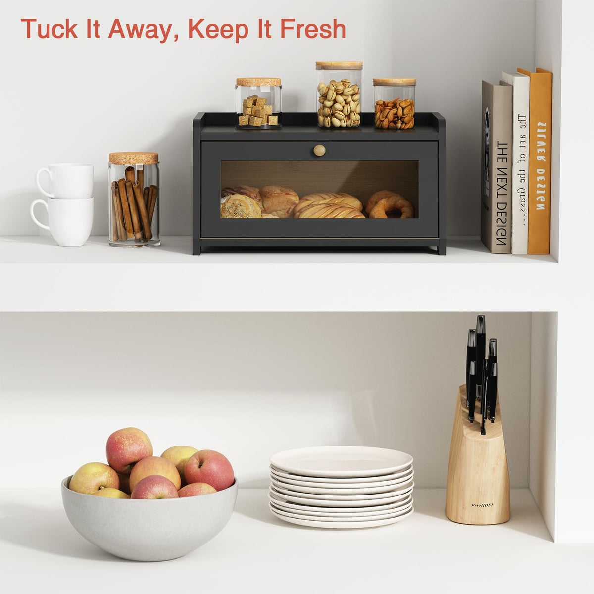 Goozii bamboo bread box assembly demonstrates sturdy construction with labeled panels.