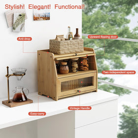 Goozii bamboo bread box flat-top surface adds counter storage