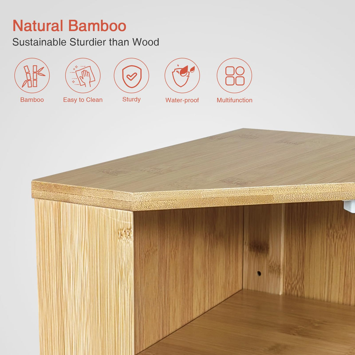 Goozii Bamboo Corner Bread Box with magnetic latch keeps contents secure and accessible