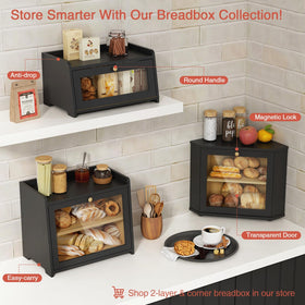 Goozii bread box clear window lets you see contents at a glance.