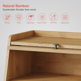Goozii bread box on kitchen counter adds rustic decor and function
