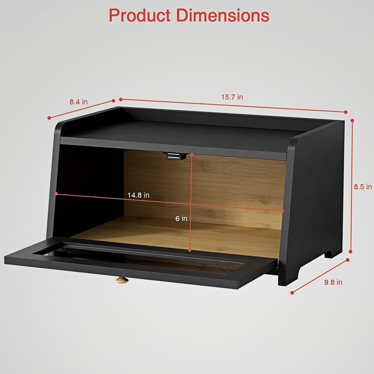 Goozii bread box side grip-slots enable effortless lifting and moving.