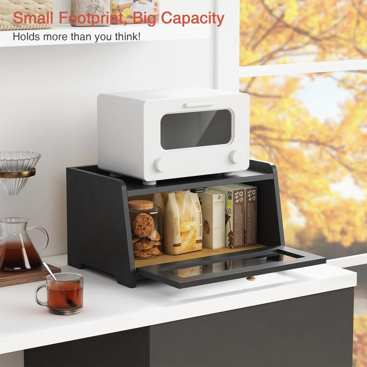 Goozii bread box ventilation gap supports airflow to keep bread fresh.
