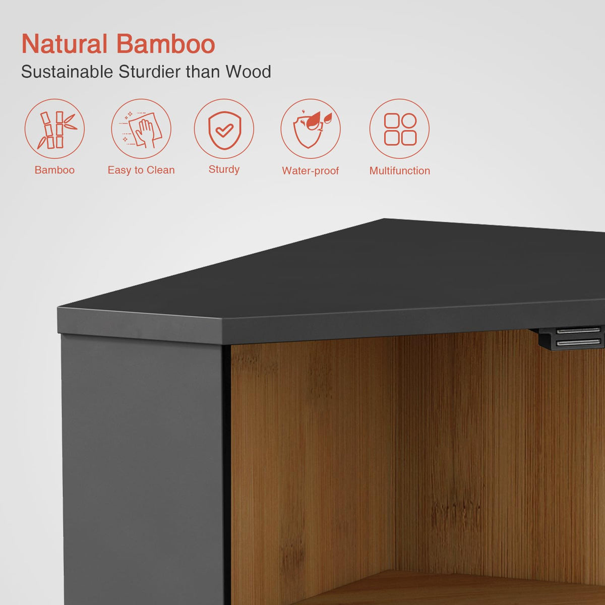 Goozii Corner Bread Box magnetic latch keeps the door securely closed.