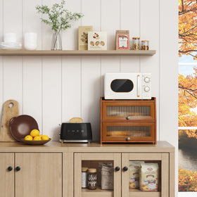Goozii two-tier bread box with extra top-shelf storage.