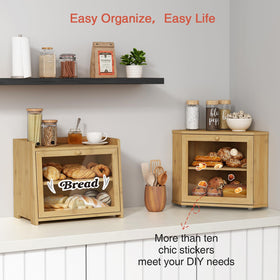 Goozii Two-tier Bread Keeper Wooden Round front view emphasizes corner-friendly footprint
